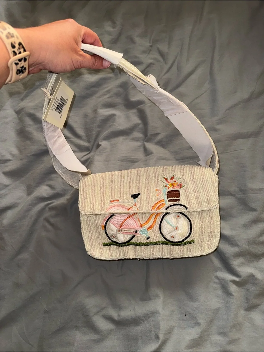 Beaded Bicycle Shoulder Bag Handmade in India New with Tags